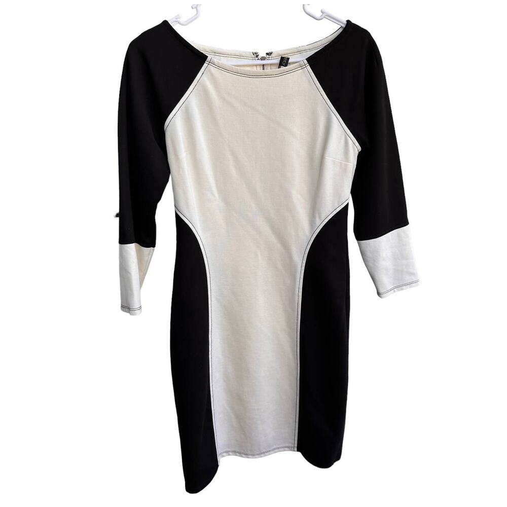 Plenty by Tracy Reece Women's Sz: 2 Off White Cream Black Knee Length Dress